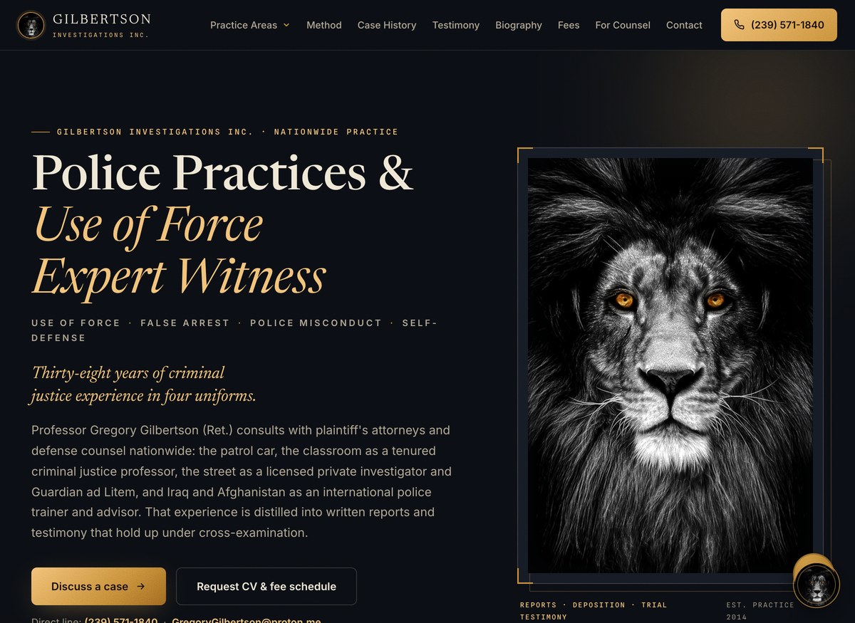Gilbertson Investigations website project preview